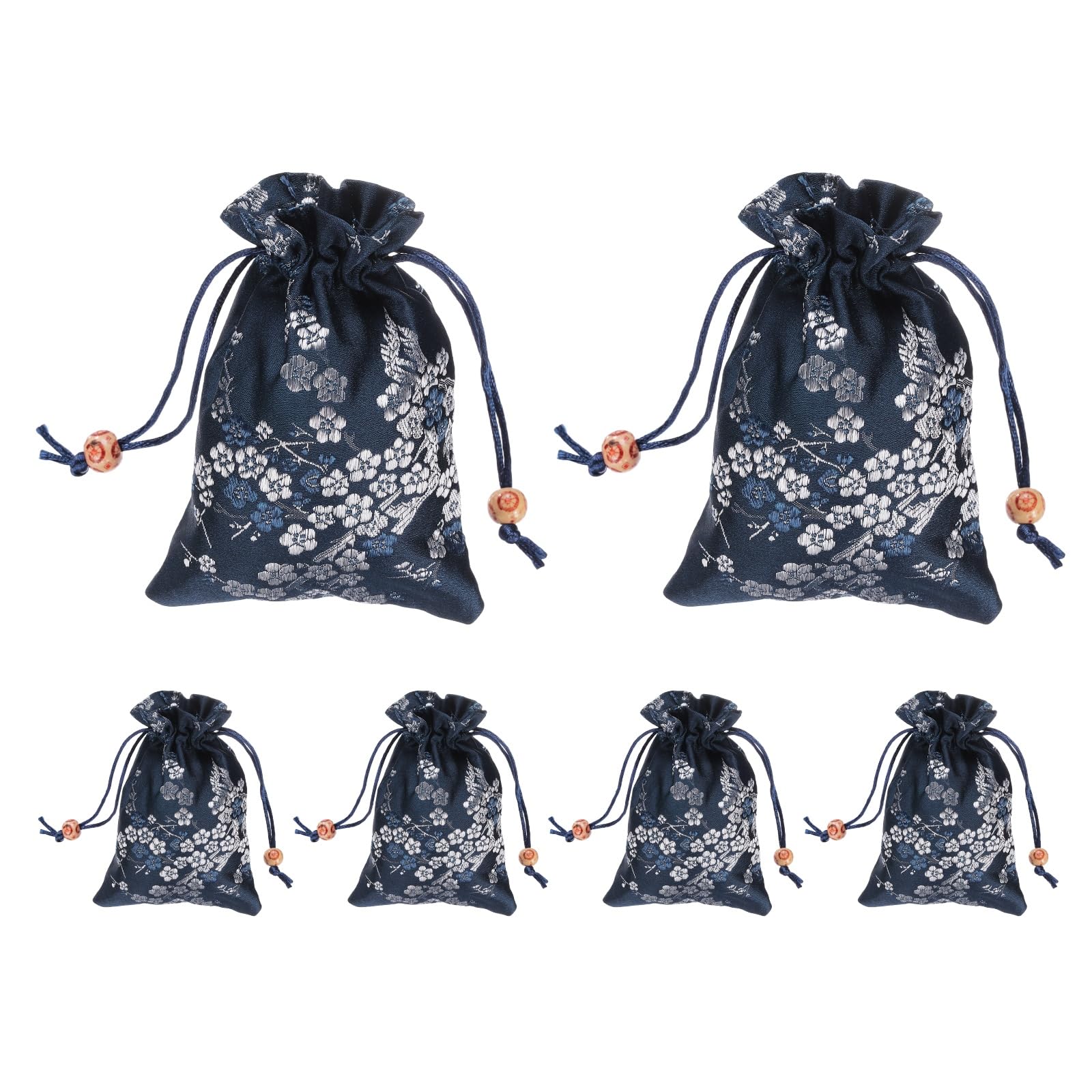 PATIKIL Silk Drawstring Bag, (4 x 5.5 Inch, Blue) (6 Pcs), Embroidered Satin Gift Bags Wedding Favor Pouch with Drawstring, Suit for - Jewelry/Candy/Christmas Party/Birthday Gift