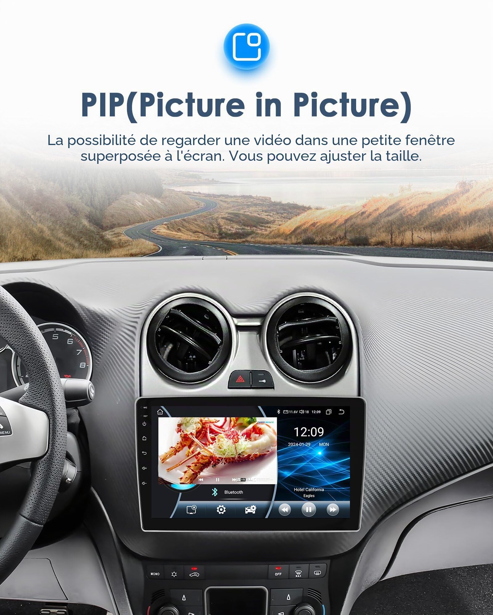 Ossuret Autoradio pour Alfa Romeo Mito 955 (2008-2016), 8-Core 4G+64G Android 14 GPS Navi, écran Tactile QLED 9 Pouces avec CarPlay, Android Auto, Bluetooth, WiFi, 4G, LTE, DSP, RDS, USB, SWC