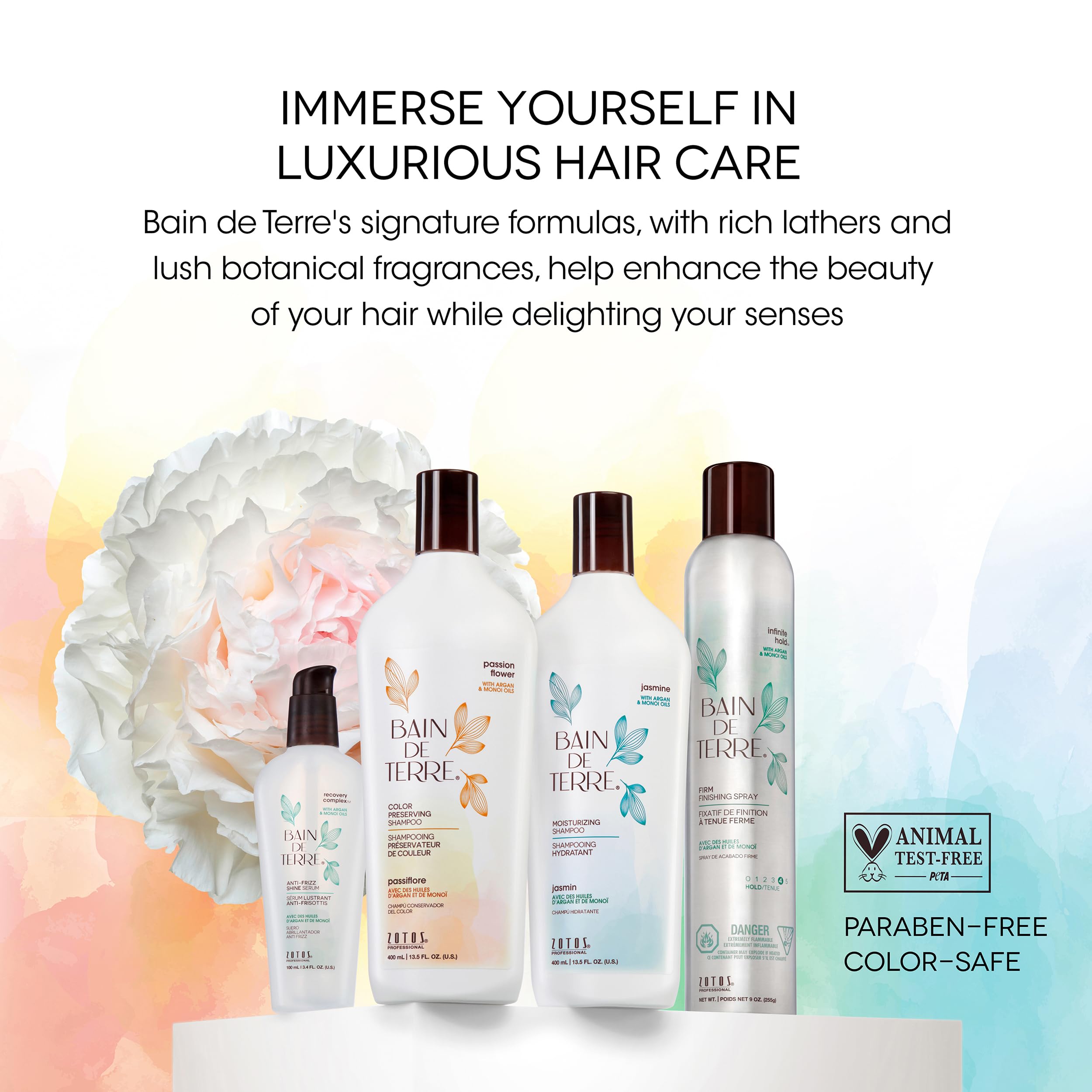 Bain de Terre Rise N' Shine Volumizing Foam, Lightweight Medium Hold & Volume with Argan & Monoi Oils, Paraben-Free, Color-Safe, Vegan, 6.7 Fl Oz