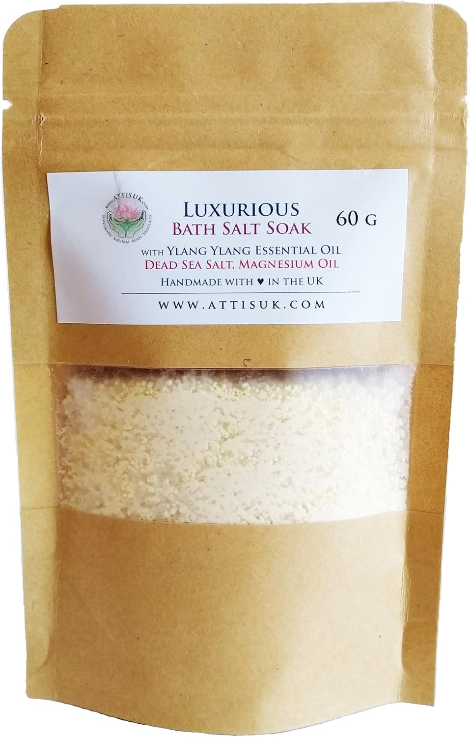 ATTIS Luxurious Bath Salt Soak with Ylang Ylang Essential Oil, Magnesium Oil, Dead Sea Salt | Vegan | Hand Made | Relaxing | Refreshing | Calming | Rejuvenating … (26.45 oz)