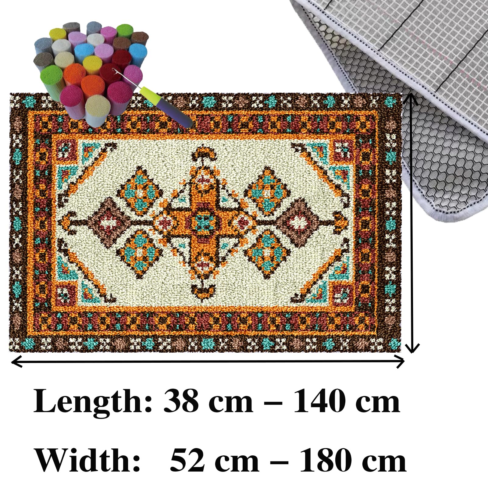 61 x 87 cm Zestaw dywaników szydełkowych z wiązanym ściegiem zatrzask poduszka DIY szydełkowa mata do szydełkowania dla dorosłych, wstępnie wydrukowany wzór kolorowy zestaw do robienia dywanów z