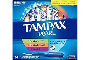Tampax Pearl Tampons Trio Pack: Variety of Absorbencies for Unparalleled Protection