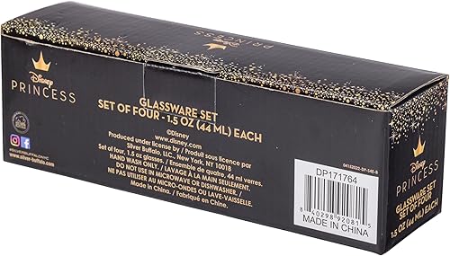 Miniatura 8 de Silver Buffalo Disney Princess With Ariel, Belle, Tiana y Cenicienta - Juego de 4 mini vasos de 1.5 onzas