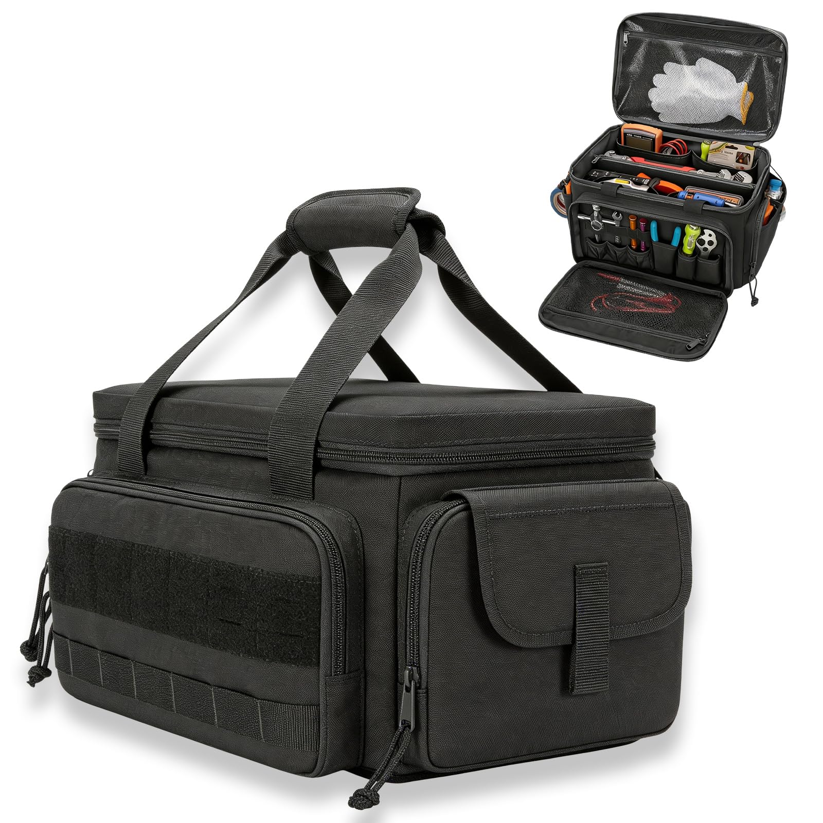 Werkzeugtasche Groß, 36.7 x 21.5 x 20.5cm Werkzeugtaschen Elektriker mit Rutschfestem Dick Gepolstertem Boden, Werkzeugtasche Klein Multifunktionale Arbeitstasche für Heimwerker Handwerker Schreiner