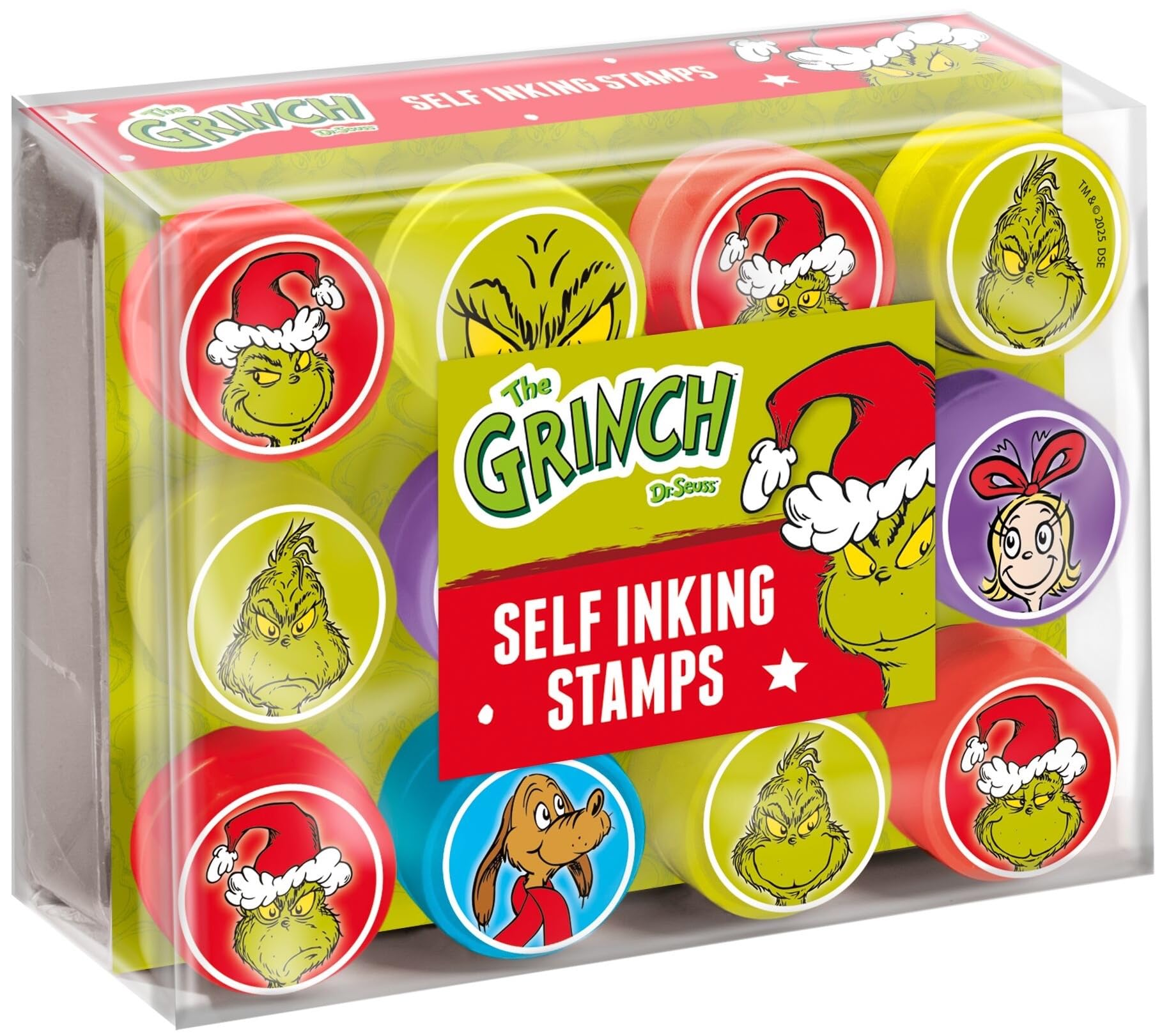Grinch Stamp Set - 12 Self Inking Christmas Stamps Without Ink Pad!
