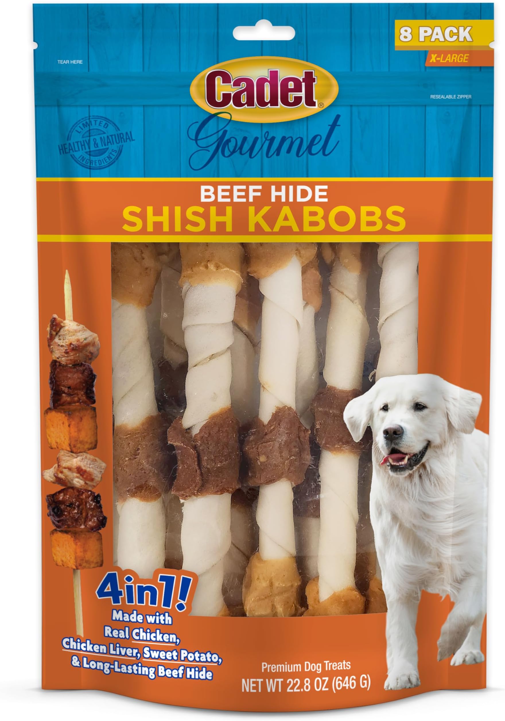 Cadet Gourmet XLarge TripleFlavored Beef Hide Shish