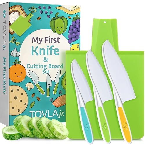 TOVLA JR. Toddler Montessori Kitchen Knife and Cutting Board Set