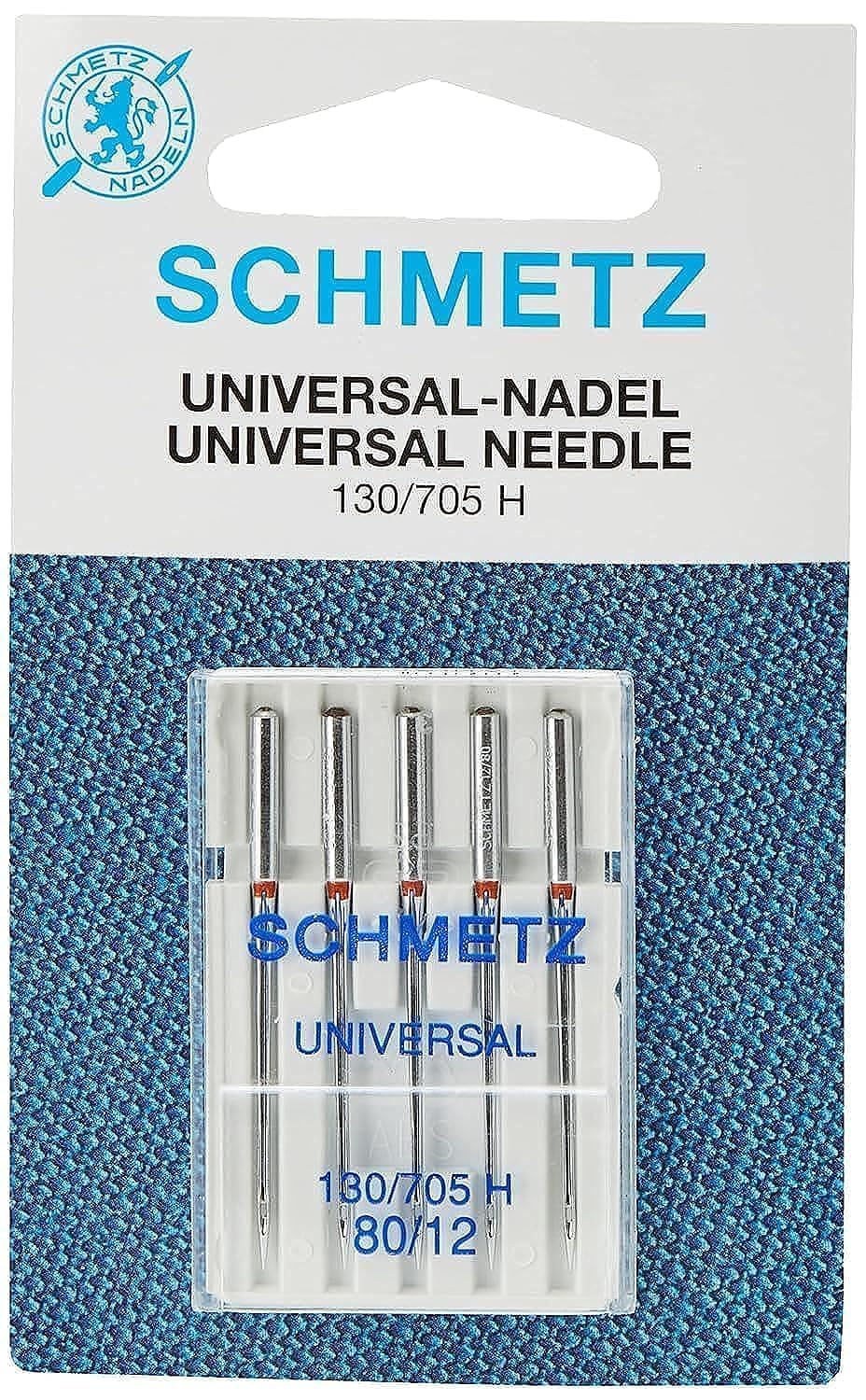 SCHMETZ Sewing Machine Needles | 5 Universal Needles | Needle Thickness 80/12 | 130/705 H | Can be Used on Any Standard Household Sewing Machine