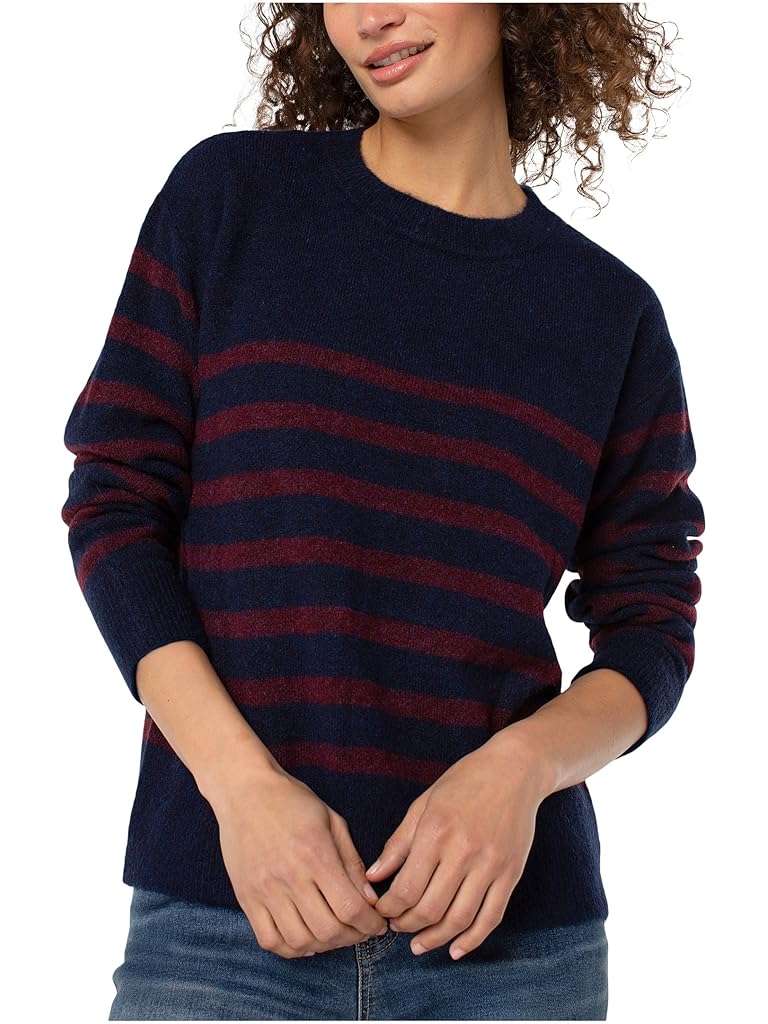 Navy Liverpool Los Angeles Petite Long Sleeve Crew Neck Dropped Shoulder Sweater