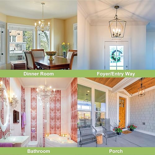 Miniatura 5 de Sigalux Bombilla de candelabro E12 de 40 vatios, paquete de 48 bombillas de vela regulables, punta de llama CA10 2700 K blanco suave, 300 lúmenes,