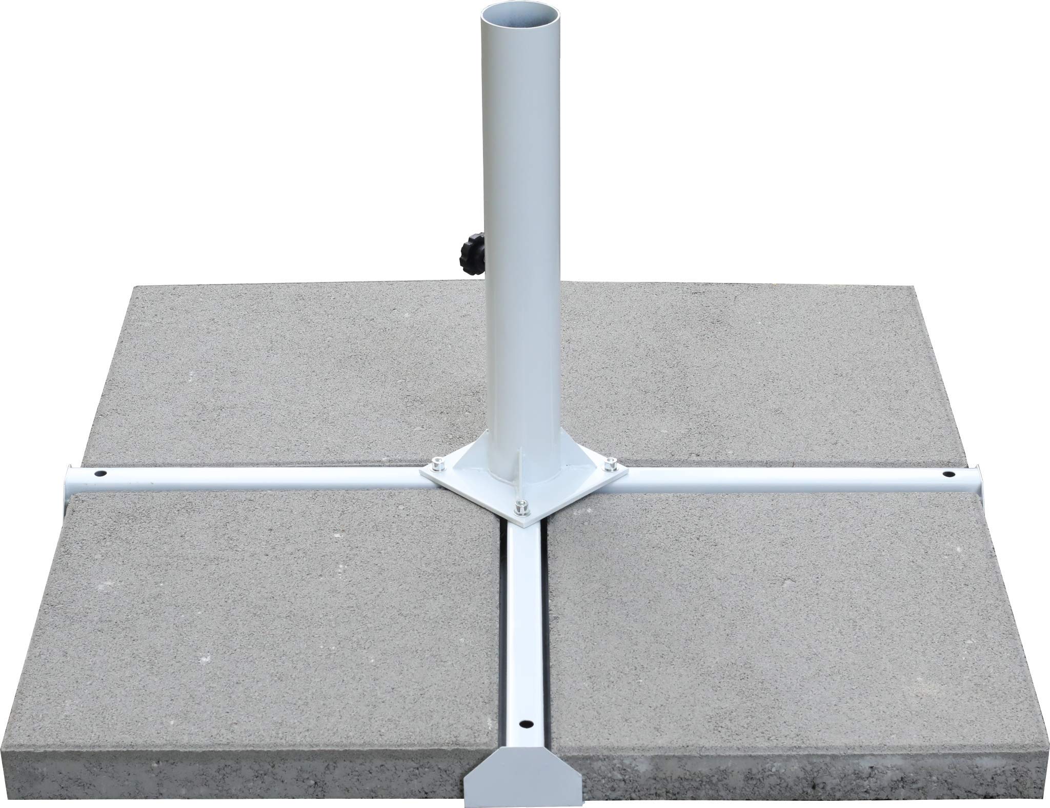 VIS Metallkreuz - Schirmständer sehr platzsparend, äußerst stabil - mit Rohr Ø65,5 mm, für Schirme mit Schirmast 60,00 mm - Verwendung mit 4xBetonplatten 400x400x50 mm, min. je 18 kg (nicht enthalten)