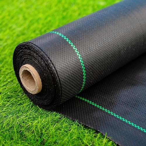 Vanver Tela de barrera de malezas resistente, 3.2 onzas de tela bloqueadora de malas hierbas de jardín de alta calidad para control de malezas,