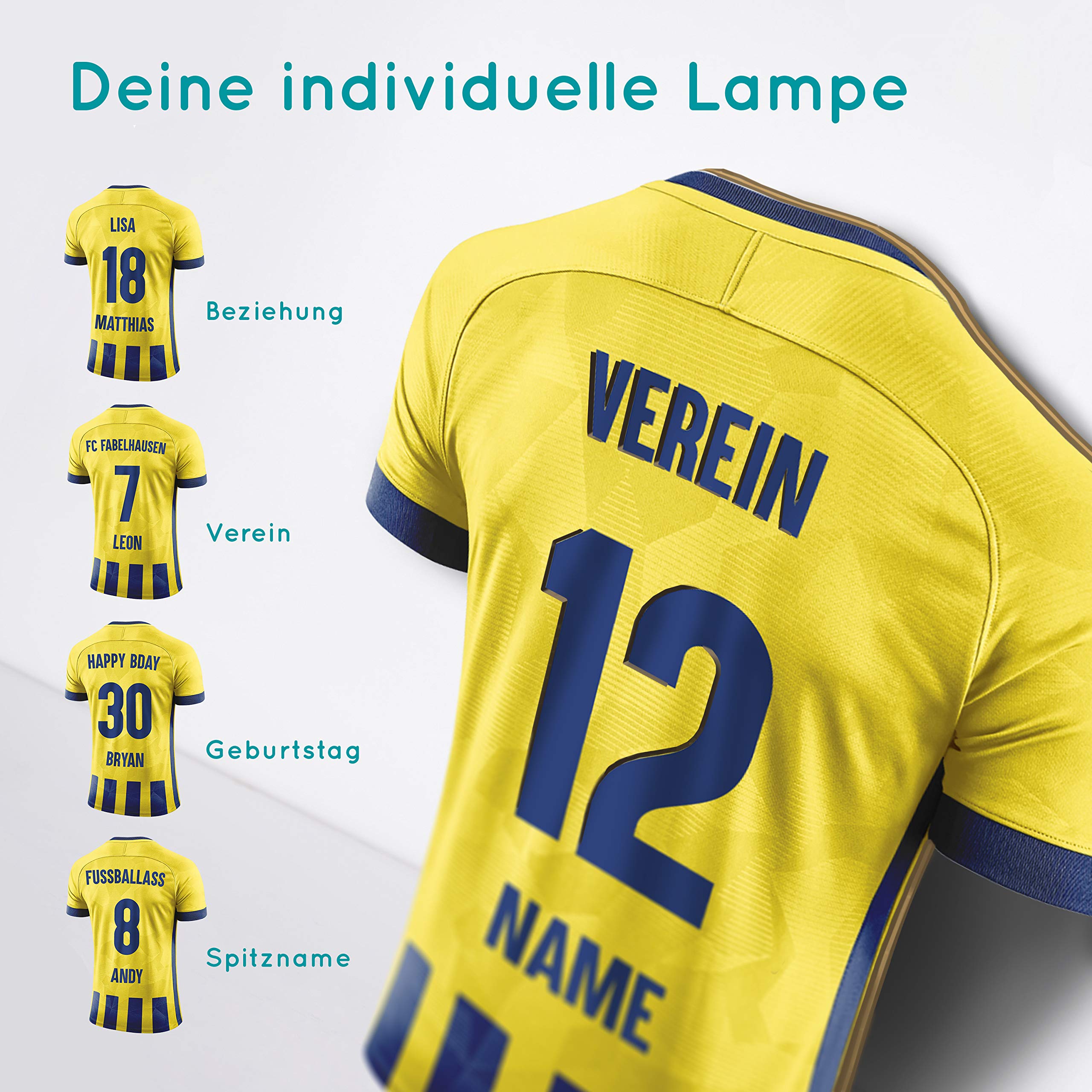 Elbeffekt Trikotlampe für Fenerbahce Fans aus Holz - personalisierbares Geschenk - schenke Dein individuellen Fenerbahce Fanartikel aus Echtholz
