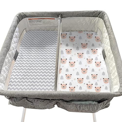 Miniatura 3 de Gllquen Baby Paquete de 4 sábanas de moisés, transpirable, acogedora, con patrón de moda para cuna de viaje, sábanas estándar seguras para cuna para