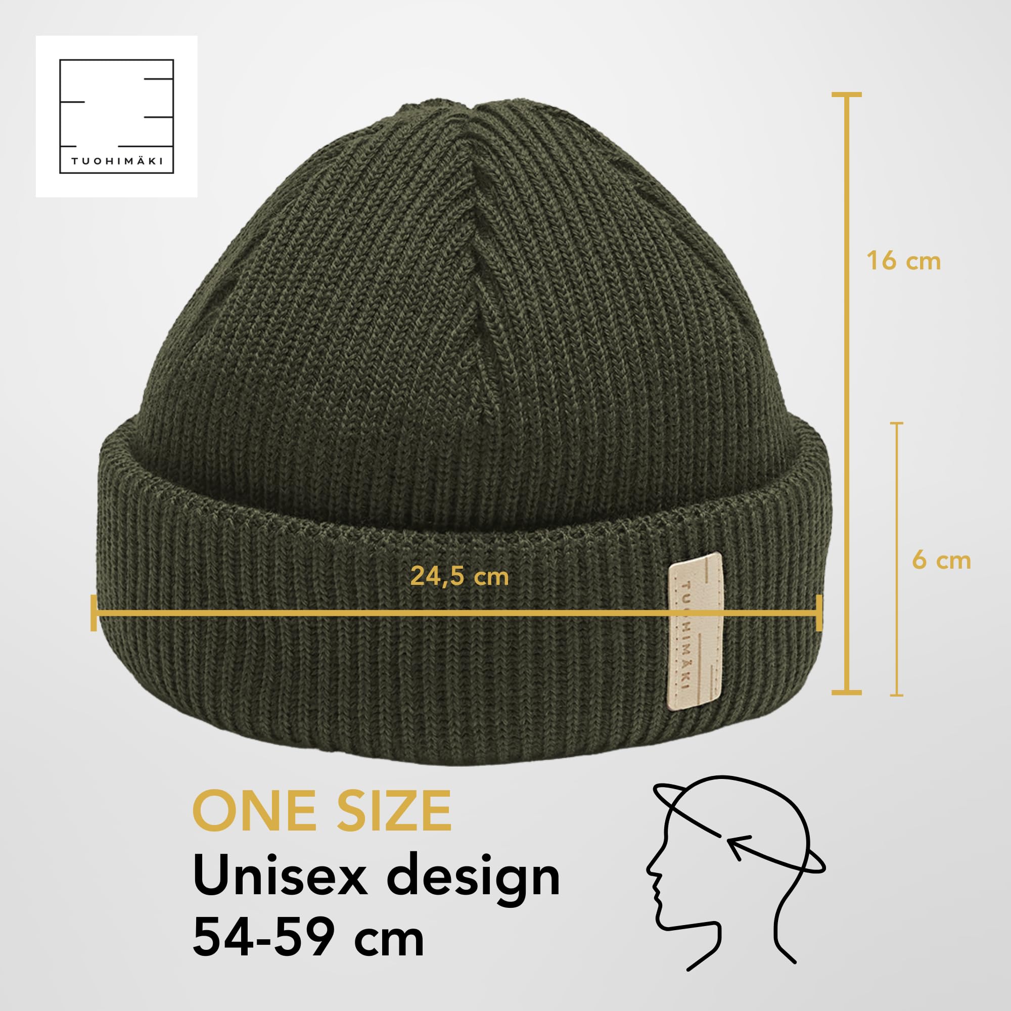 Gorro de marinero para hombre – Clásico gorro de pescador de 100 % lana merino – Gorro de pescador de invierno – Sin mulesing & Fabricado en Finlandia – Gorro de lana cálido para hombre y mujer