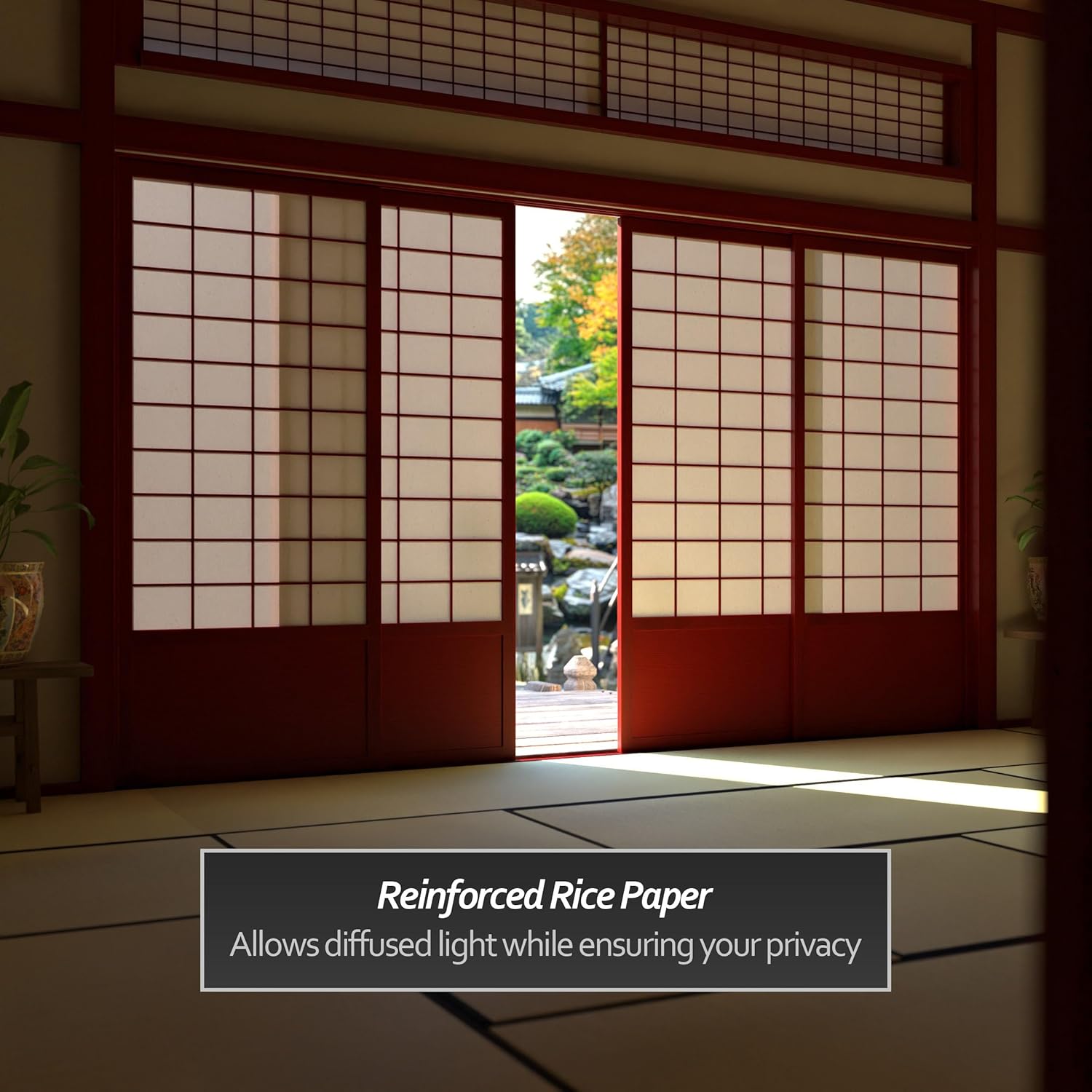 Red Lantern 7 ft. Tall Zen Shoji Sliding Door Kit - Rosewood