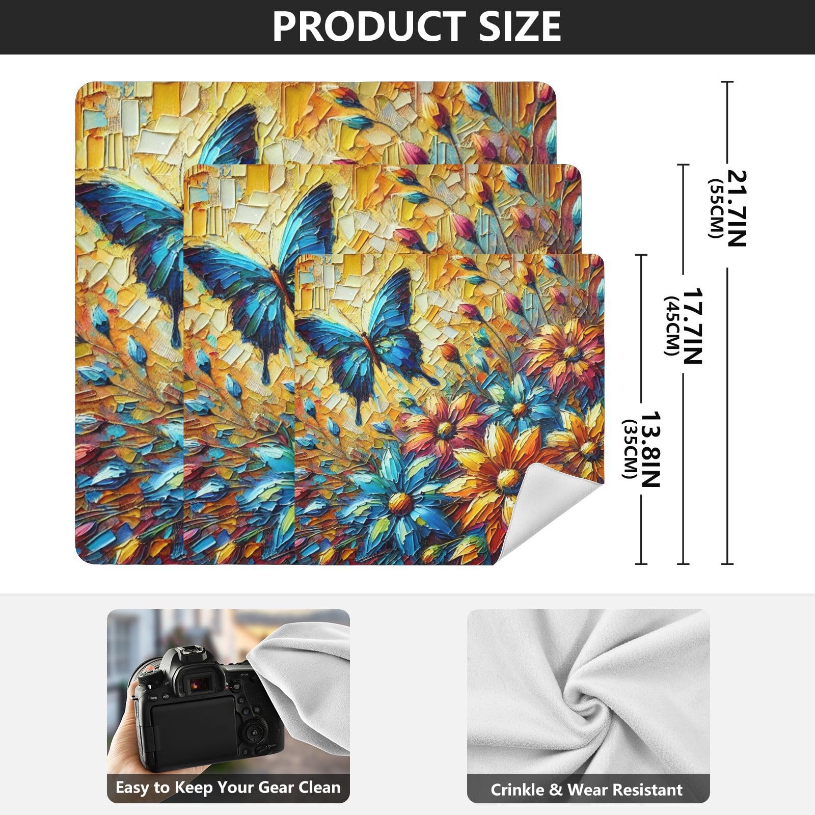 Joko Ivery Blue Butterfly Flowers Yellow Camera Lens Wrap 21.7