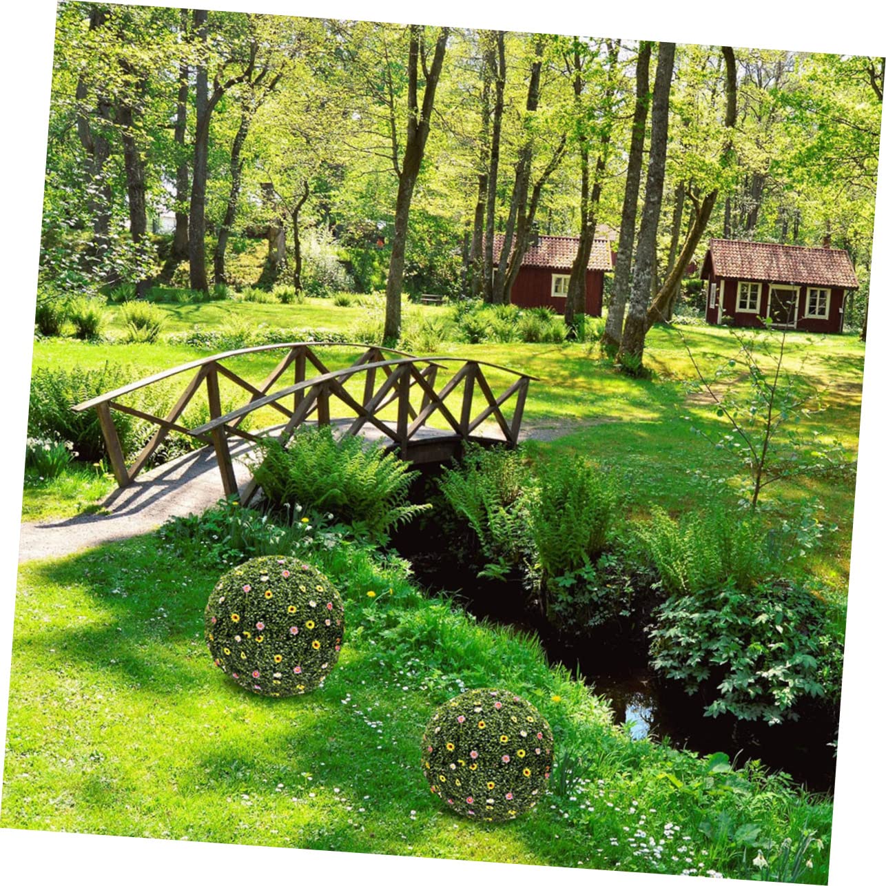 PRETYZOOM 2pcs Flower Arrangement Green Ball Frame Rack Wedding Frames Outdoor Wedding Decorations Artificial Plant Topiary Ball Artifical Moss Green Moss Plant Stand Plastic Liner