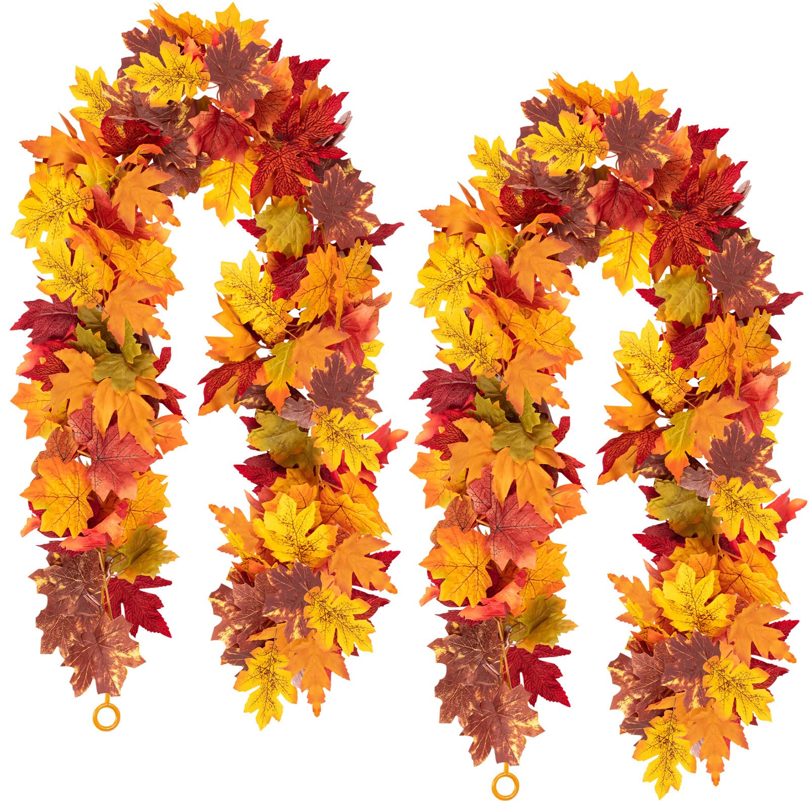 Fall Maple Leaf Garland, Yellow, 2PCS, 11.8FT