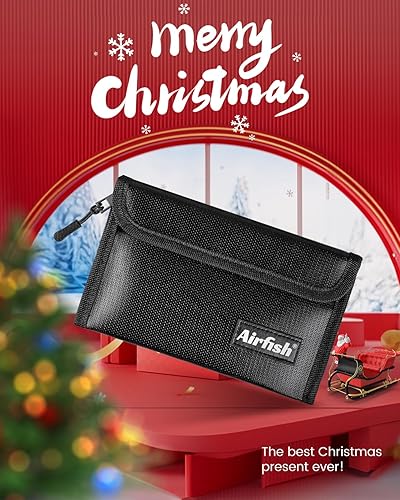 Miniatura 9 de Airfish Bolsa de dinero ignífuga, cartera ignífuga de 5 x 8 pulgadas, bolsa de dinero impermeable con cremallera, pequeña bolsa de efectivo ignífuga