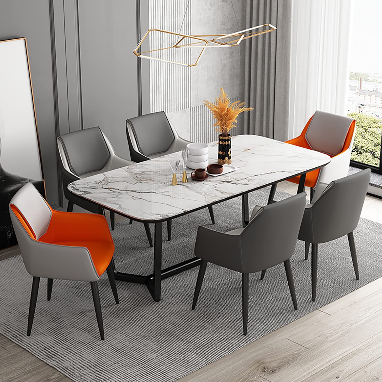 Sedia da pranzo moderna in pelle italiana, comoda ed elegante, per casa, ristorante, hotel o scrivania per unghie (colore: nero)