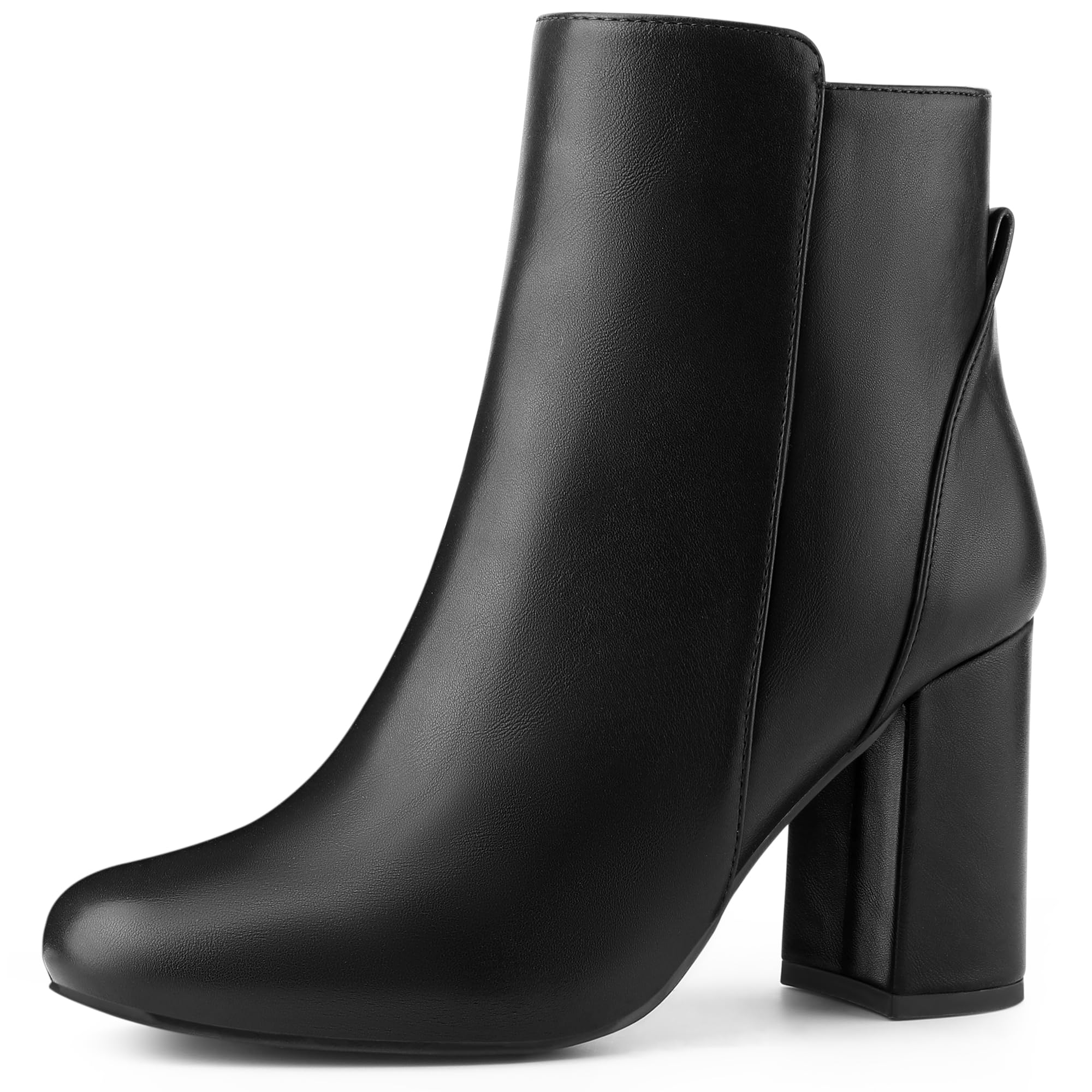 Perphy Round Toe Side Zip Block Heel Ankle Boots for Women