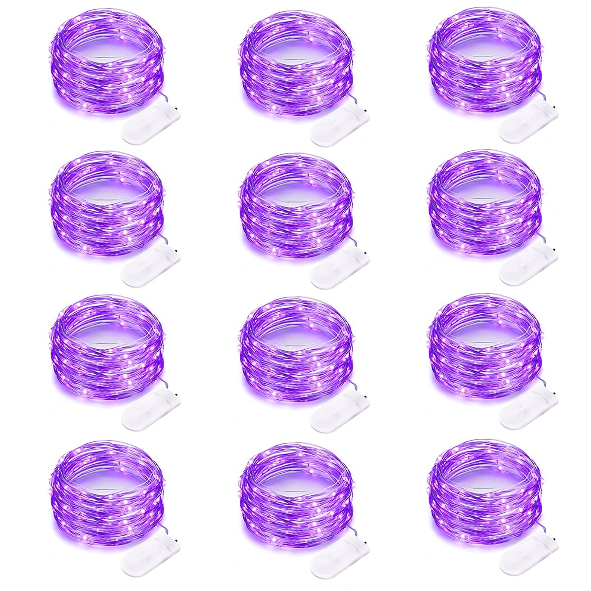 Yiaht 12 Pack Battery Operated Purple Halloween String Lights 7 Feet 20 LED