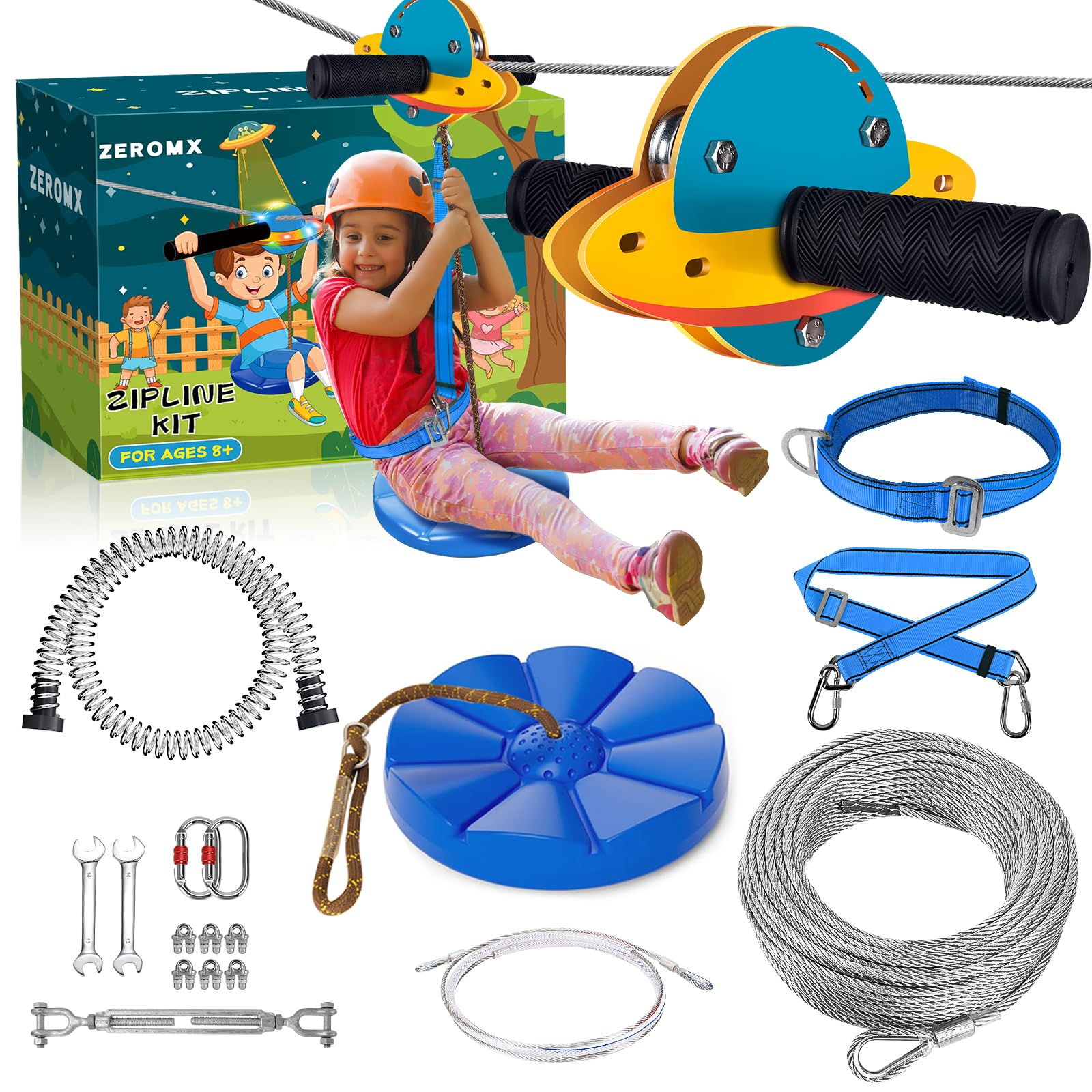 Amazon.com: ZEROMX Zip Line Kit for Kids and Adults Outdoor, UFO