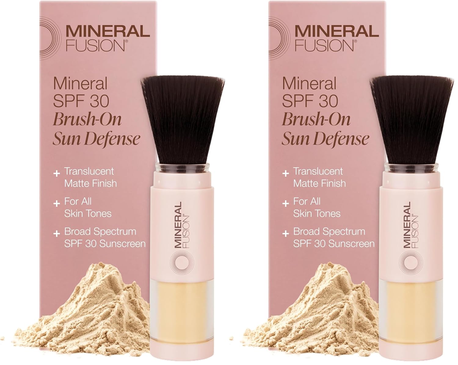 Mineral Fusion Brush-On Powder Sunscreen for Face SPF 30 | Transluscent Natural Daily Sun Care with UVA UVB Protection | Hypoallergenic, Non-Toxic | TSA & Travel Friendly,(Pack of 2)
