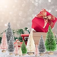 Vista 4 de Árbol de Navidad artificial con 4 tamaños, árbol de Navidad con base de madera para decoración de mesa del hogar, adornos de Navidad, decoraciones