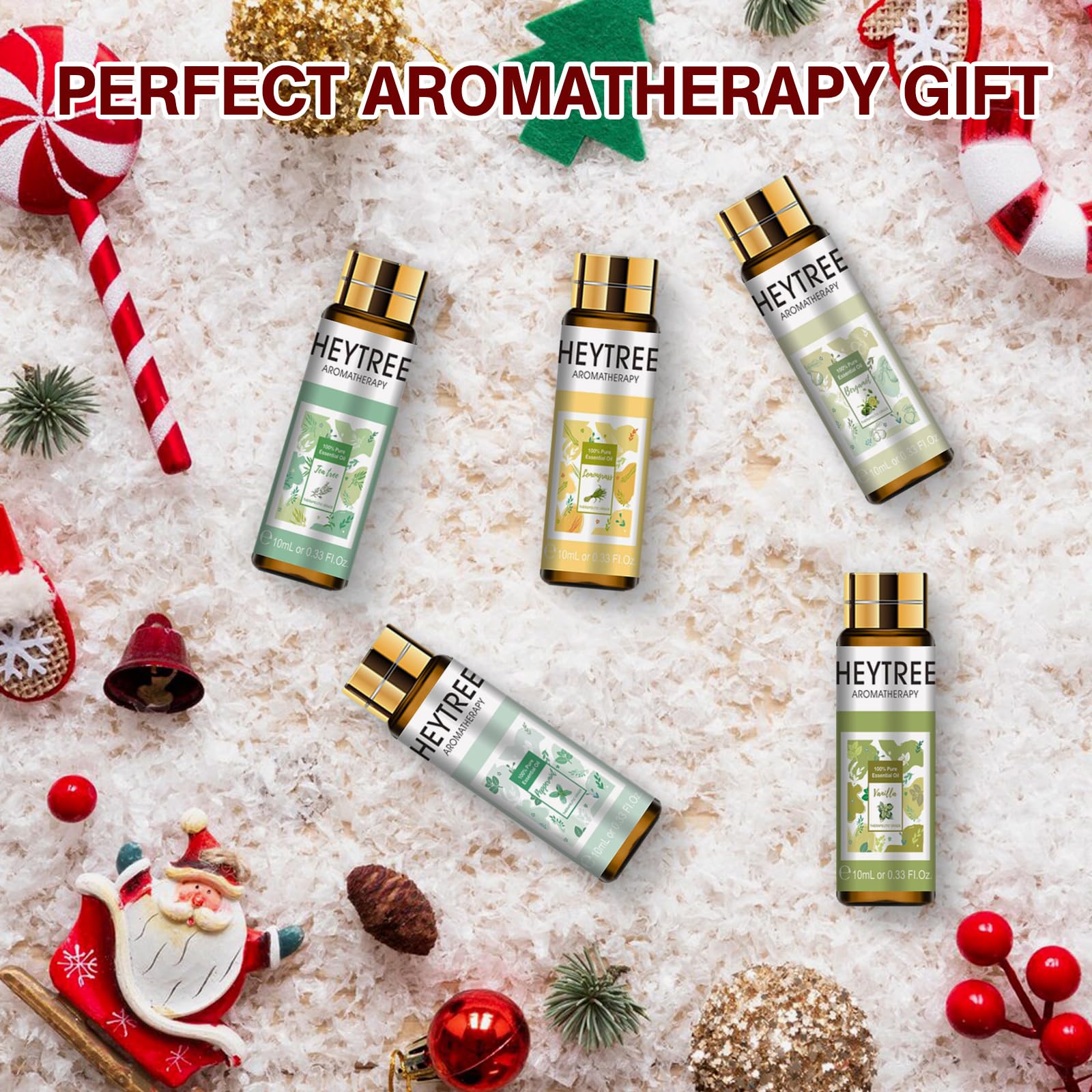 Aceites Esenciales Set 8 x 10ml, Aceites Puros de Aromaterapia Natural - Lavanda, Eucalipto, Árbol de Té, Vainilla, Menta, Hierba de Limón, Bergamota, Naranja