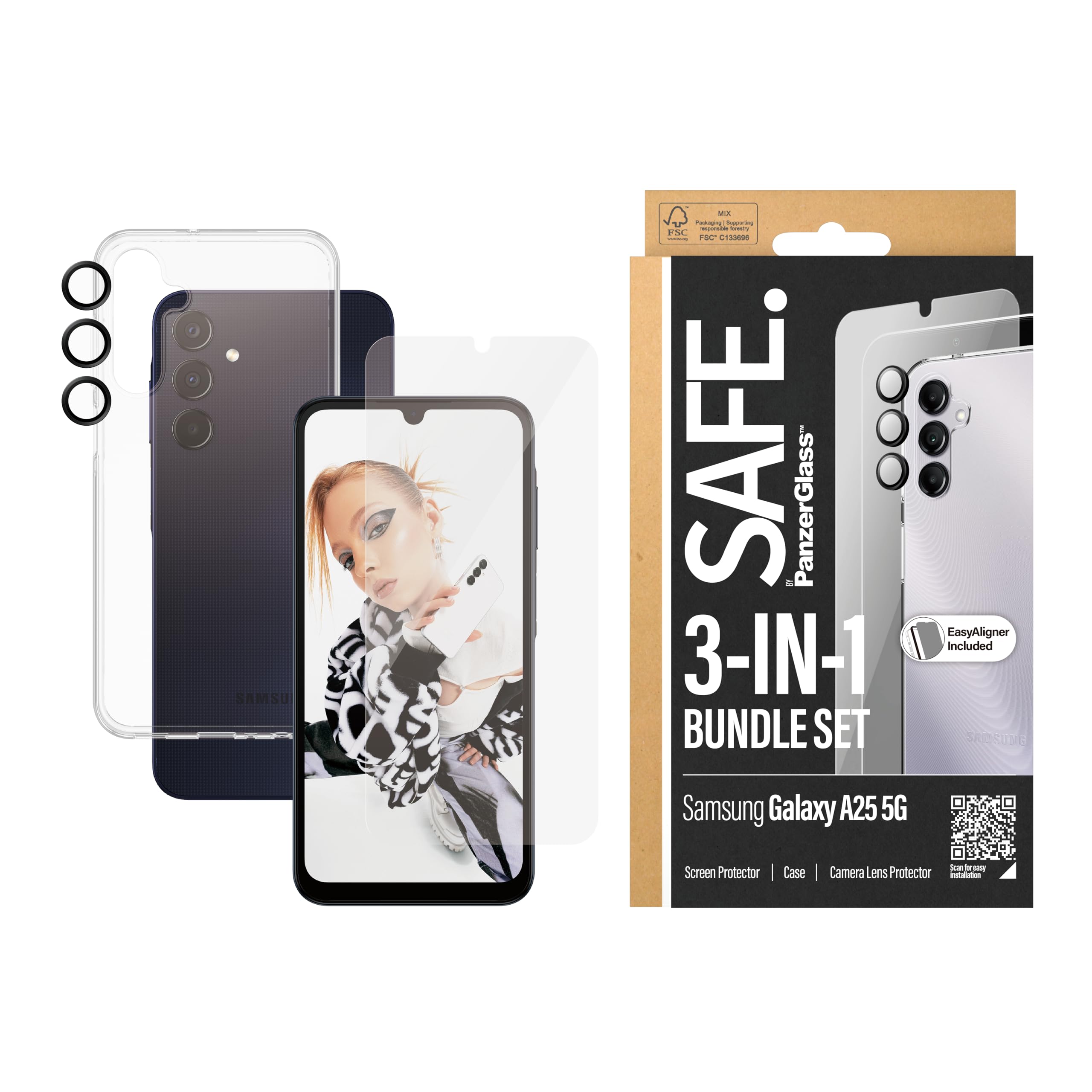 SAFE. by PanzerGlass 3-in-1 Protection Pack Samsung Galaxy A25 5G