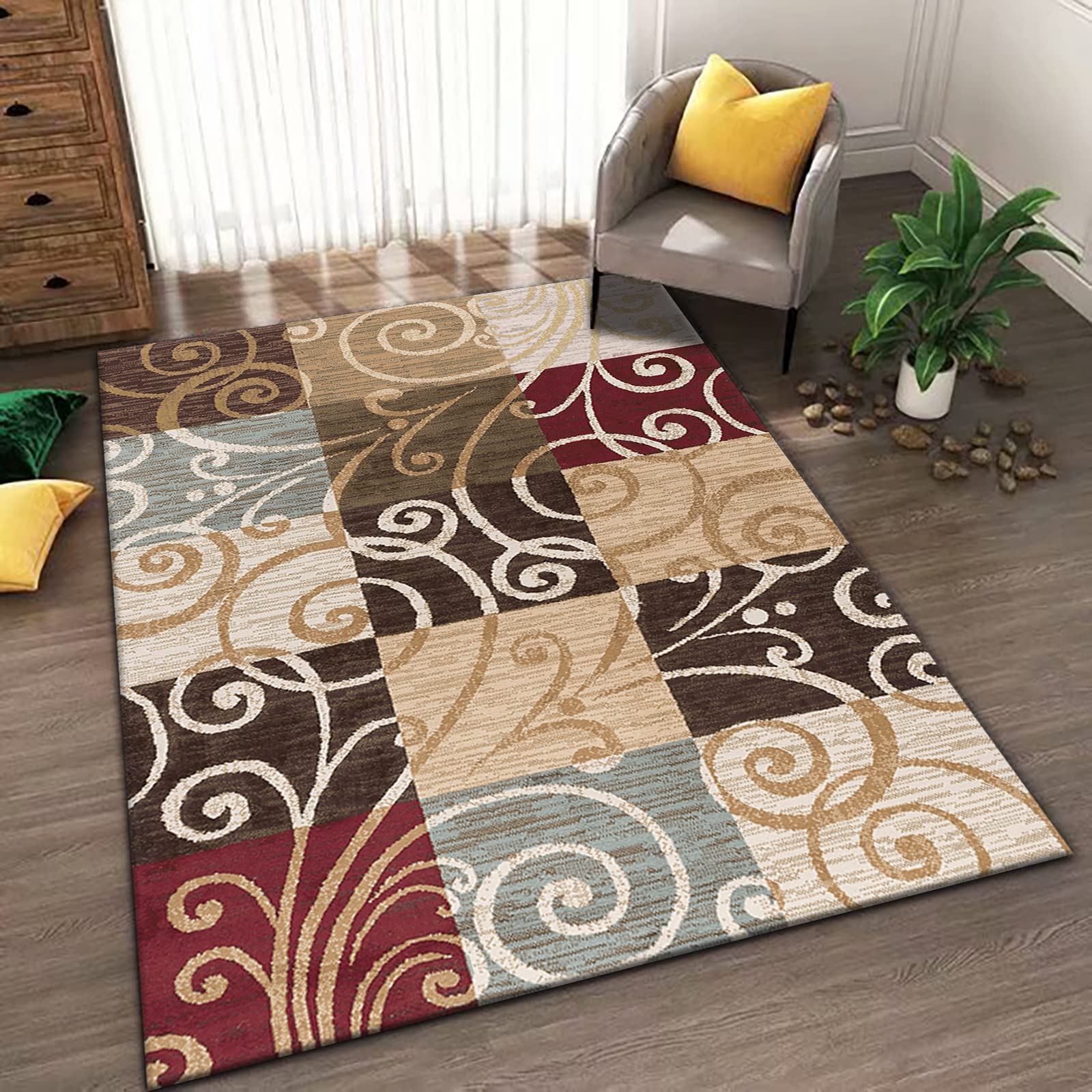 Tapis de salon géométrique pour réchauffer l'ambiance du bureau