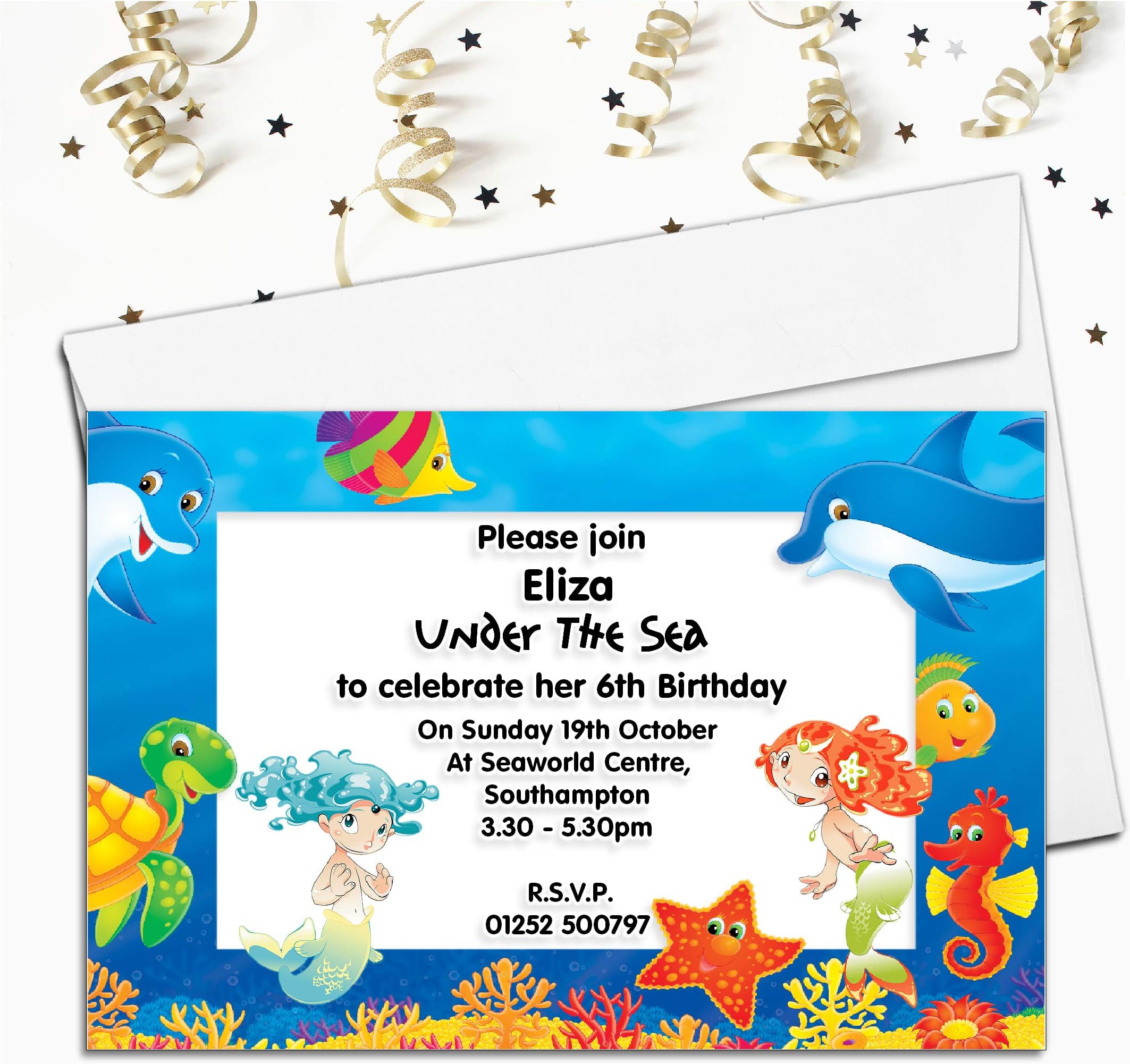 10 Personalised Under The Sea Birthday Party Invitations N70 Girls Boys Any Age
