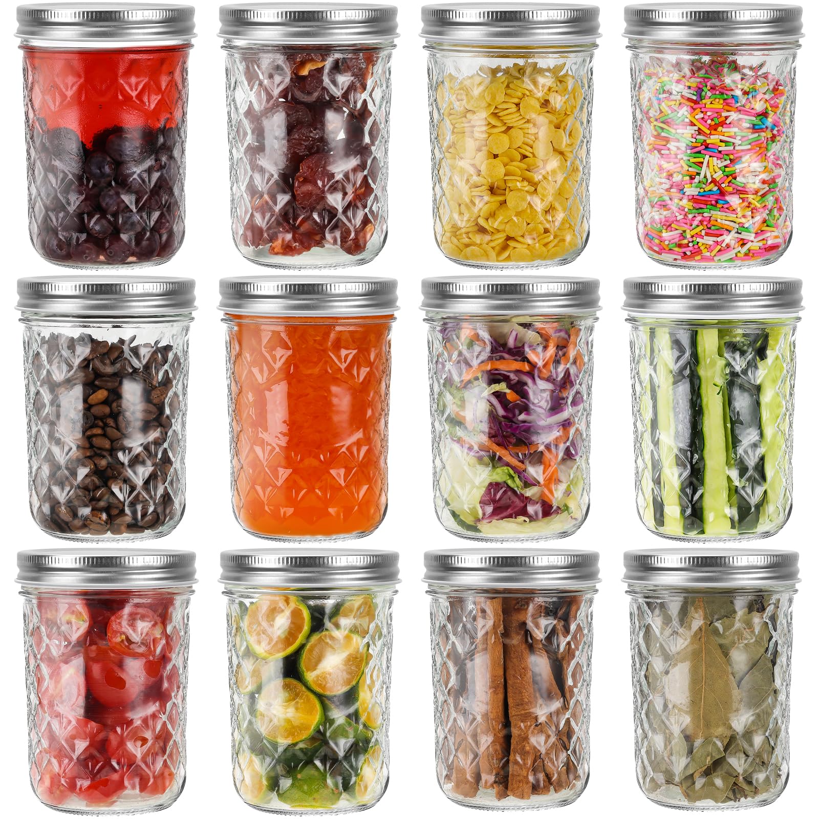 Eathtek 16 oz Wide Mouth Mason Jars 12-Pack
