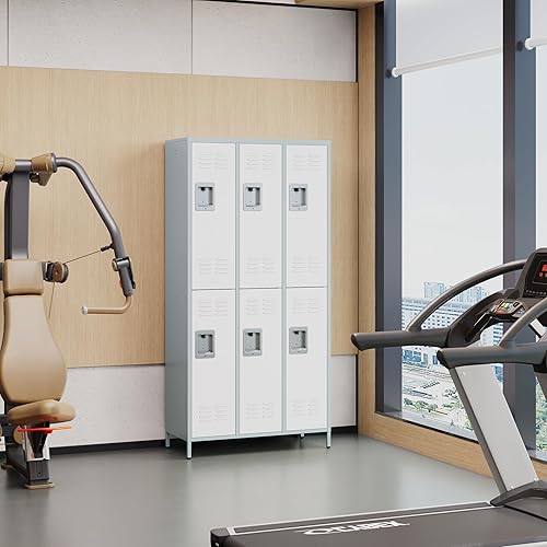 Vista 173 de Armario de metal con 4 puertas, casilleros de 71 pulgadas para empleados, armario de almacenamiento de acero, armario con cerradura para escuela