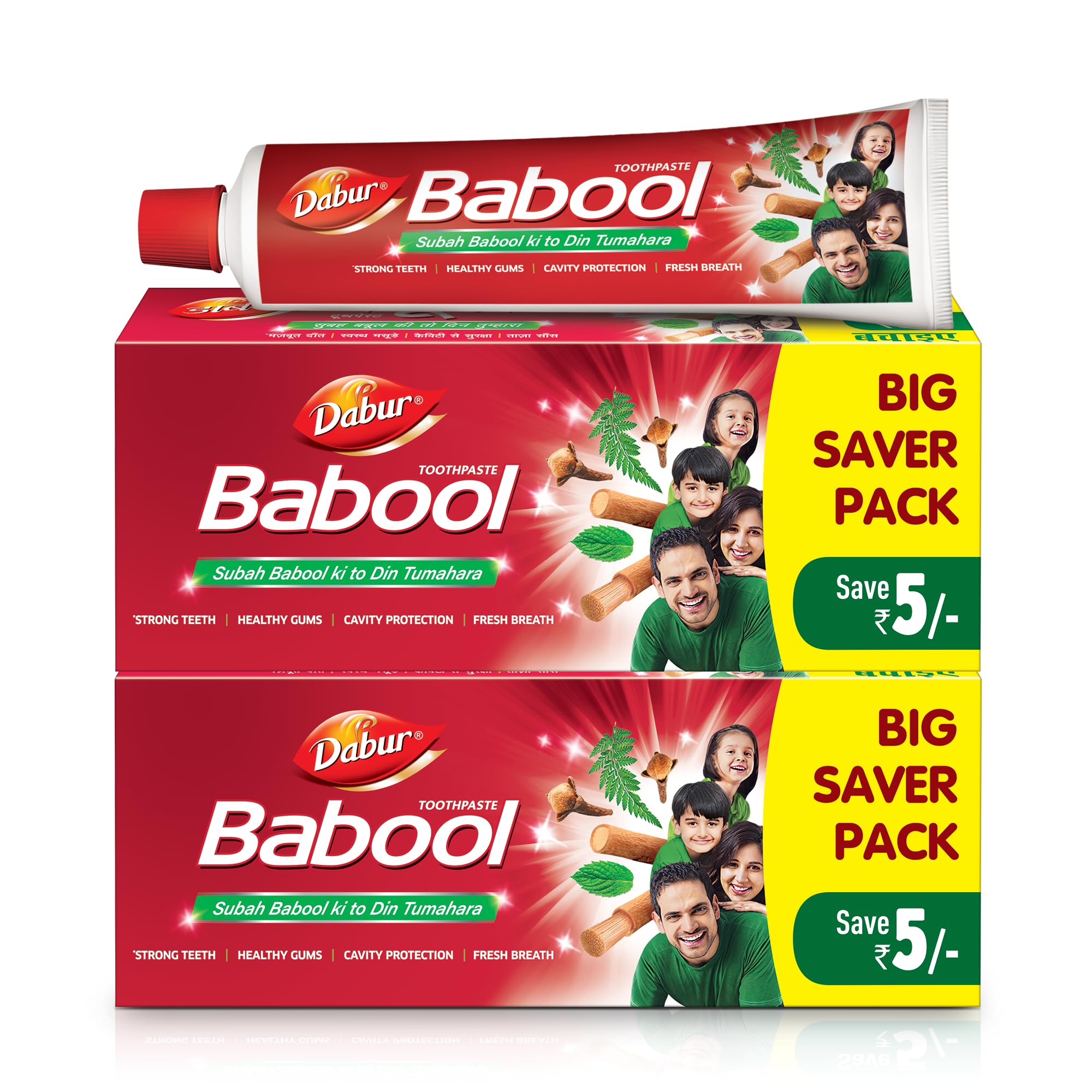 Dabur Babool Ayurvedic Toothpaste -700g (350g x 2) | For Strong Teeth & Healthy Gums | Helps in Cavity Protection, Fresh Breathe | All Round Protection-image-0