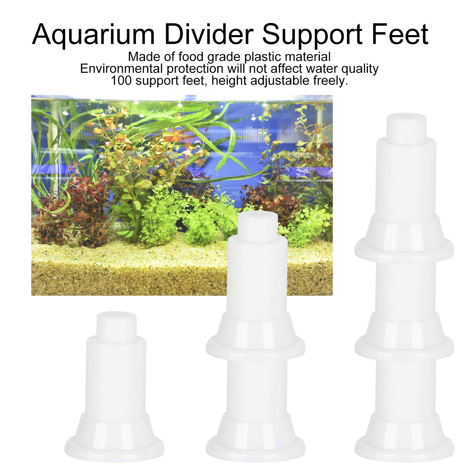 FILFEEL 100er-Pack weiße Stützfüße für Aquarium-Trennwände – Robuste PVC-Halterungen zur einfachen Fischpflege und individuellen Beckeneinrichtung