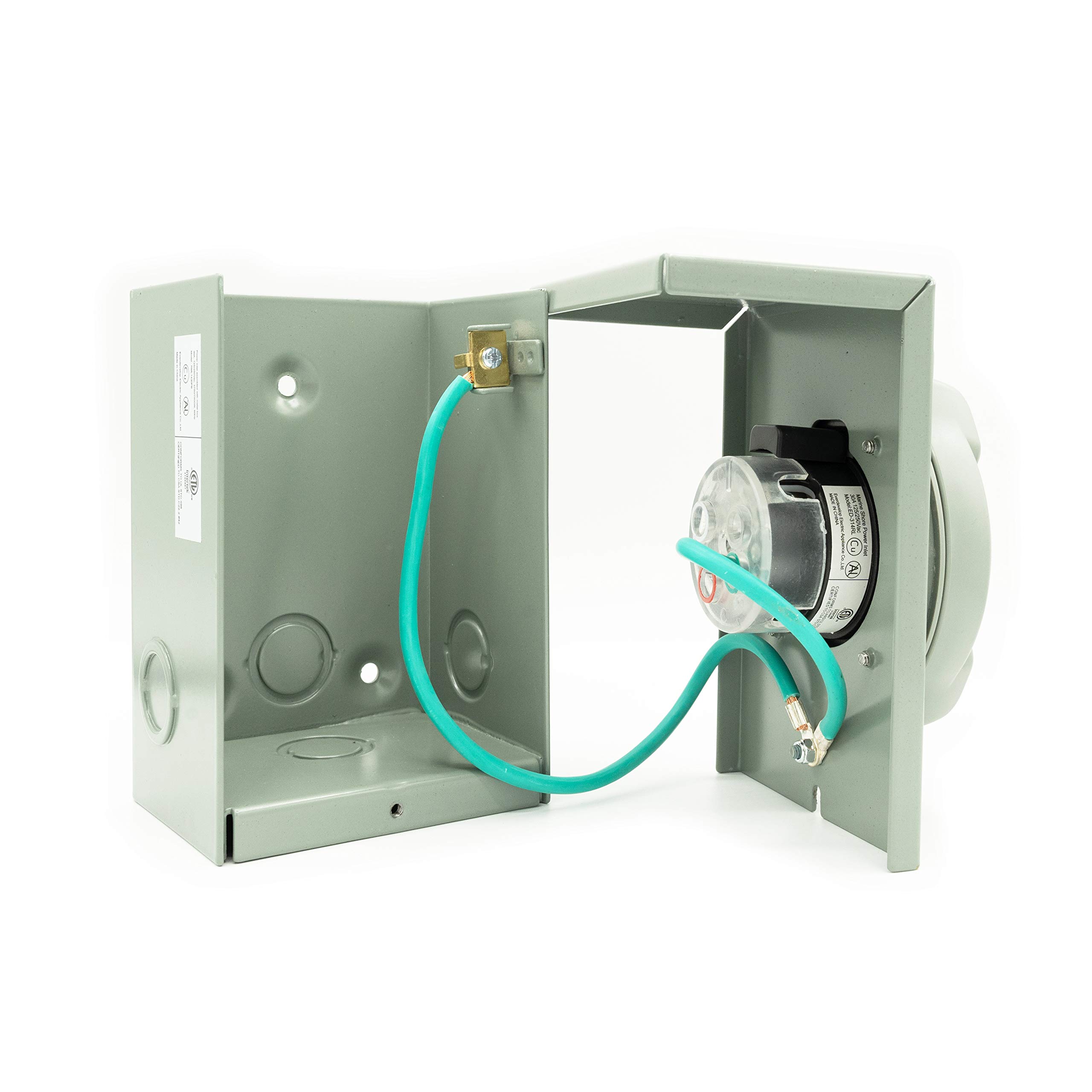 Halotronics Caja de entrada para generador de energía de 4 clavijas para interiores y exteriores, 30 amperios, L14-30, 125 V/250 V, diseño de garra iluminada, modelo 2021