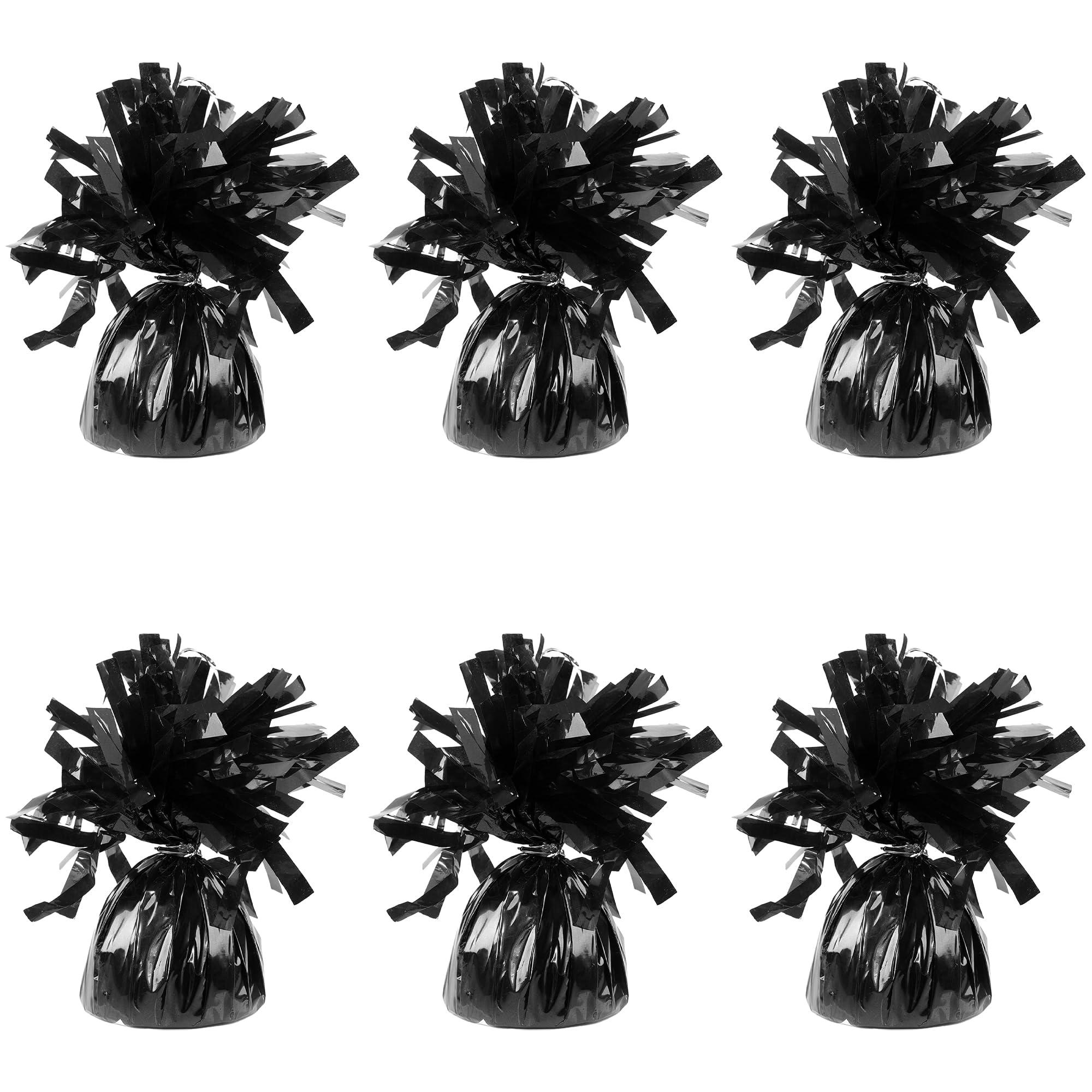 Foil Balloon Weights for Helium Balloons in Black Foil - 6x 160g Heavy Balloon Weights Birthday Party Wedding Celebration Décor with Tassles
