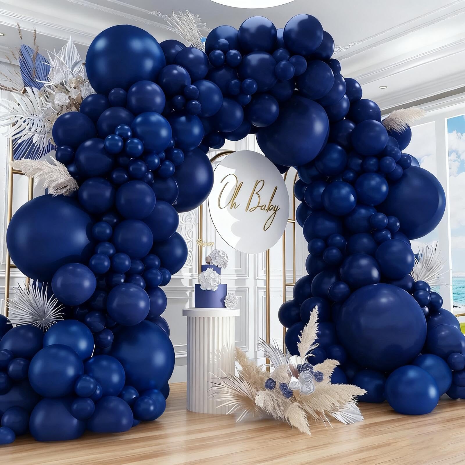 412pcs Navy Blue Balloons Garland Arch Kit 18 12 10 5 Inch Different Sizes Latex Balloons for Shower Christmas Birthday Festival Happy Blue Theme