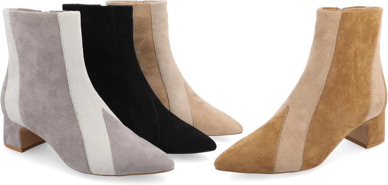 Faux Suede Block Heel Ankle Bootie by Journee Collection