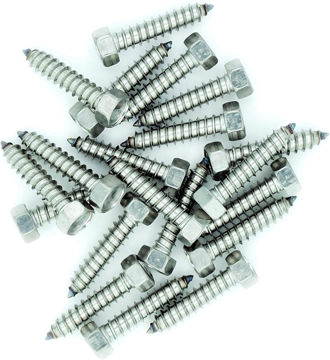 No.7 x 0.5 (3.9mm x 13mm) Hex Self-Tapping Screw - Stainless Steel (A2) (Pack of 20), Silver, 3.9x13 - A2 (20)