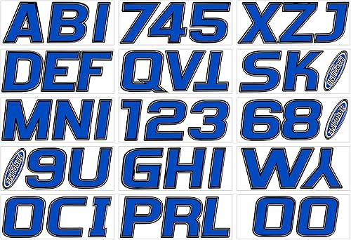 Vista 8 de Kit de números para registro de fábrica Hardline Products en color azul y negro, Cromo/Negro