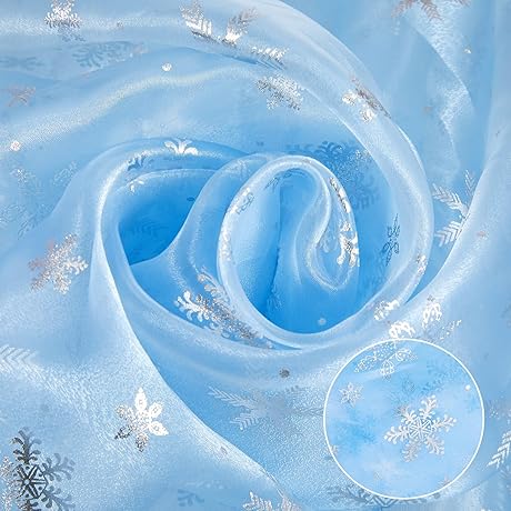 Mixweer Snowflake Sheer Silver Foil Tulle Ribbon Fabric Roll