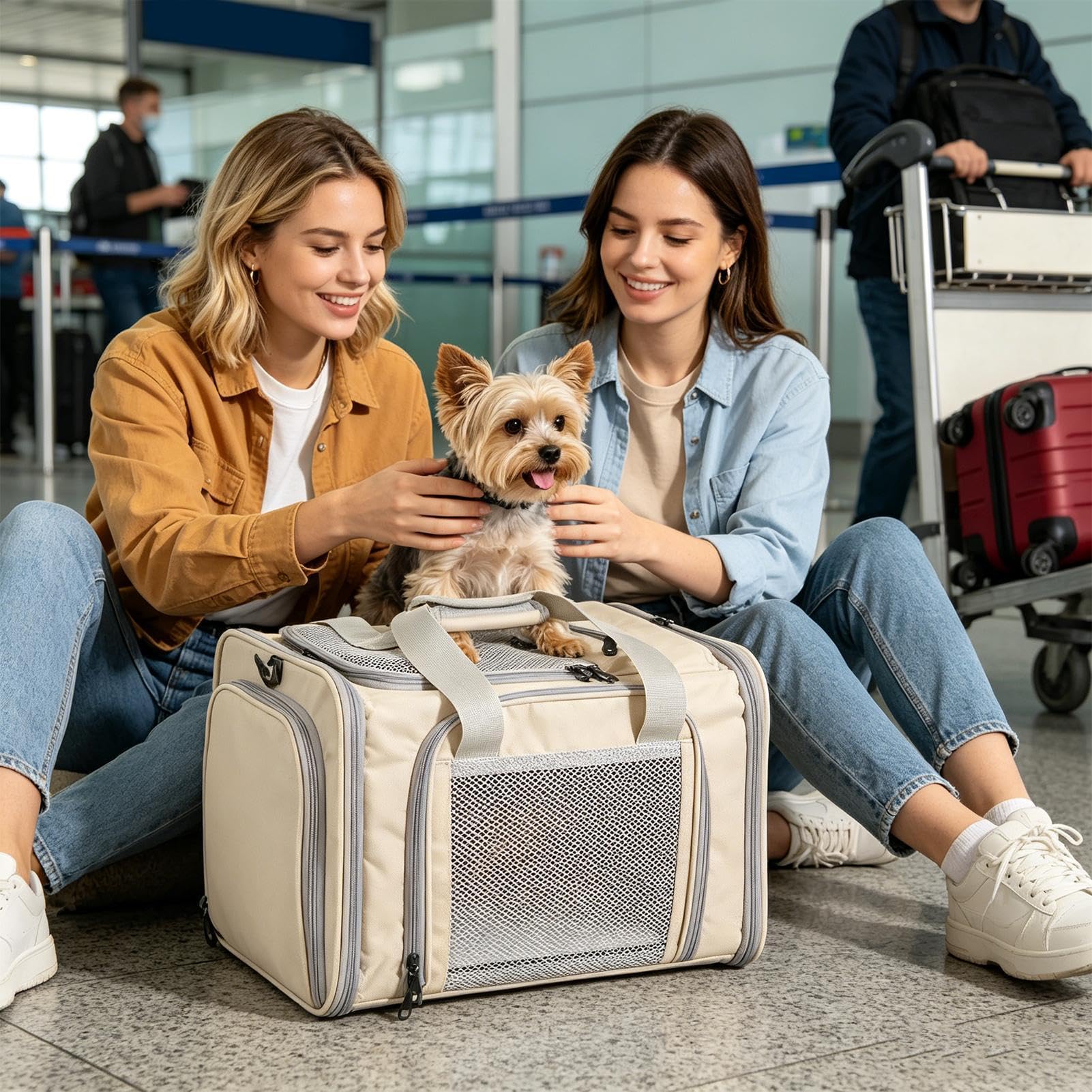 Transportín Suave Para Gatos Jaula blanda portátil aprobada por aerolíneas | Transportín para perros aprobado por aerolíneas Paseos Al Aire Libre, Transporte Diario, Aeropuerto, Compras Y Transpor