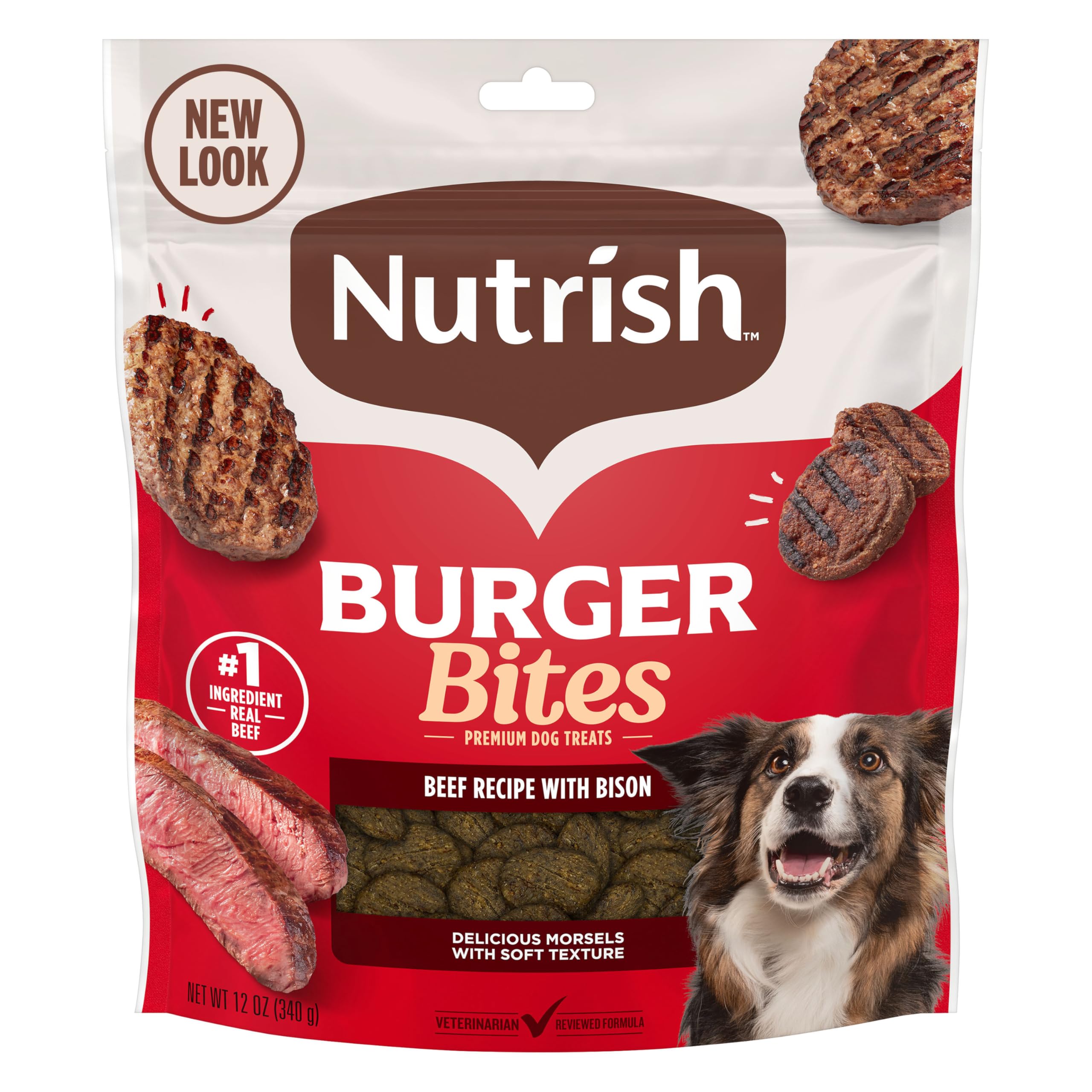 - Burger Bites Beef Recipe with Bison Premium Dog Treats, 12 oz. Pouch (Rachael Ray)
