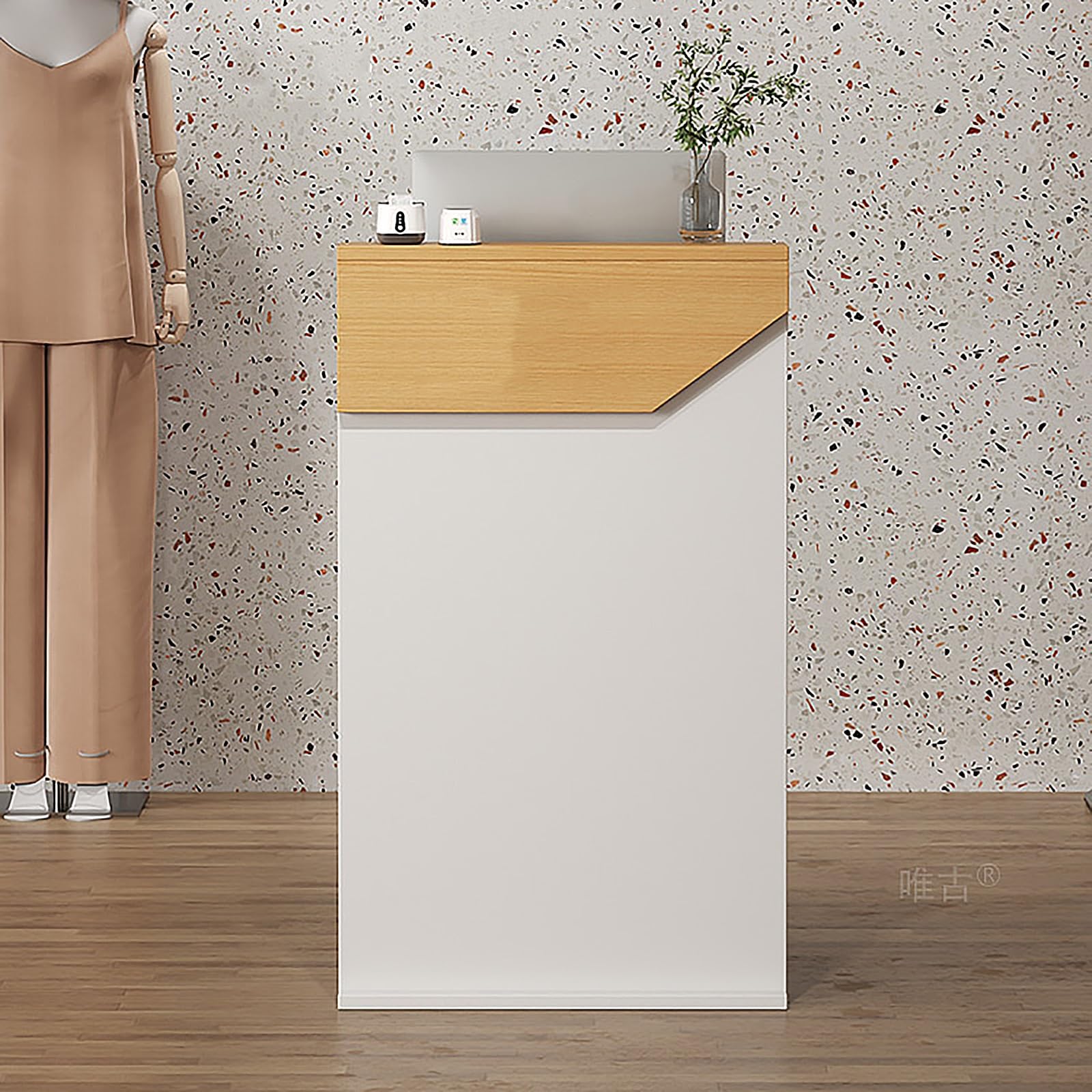 Amazon | 可動式レジカウンター、モダンな受付デスク、ロック可能な