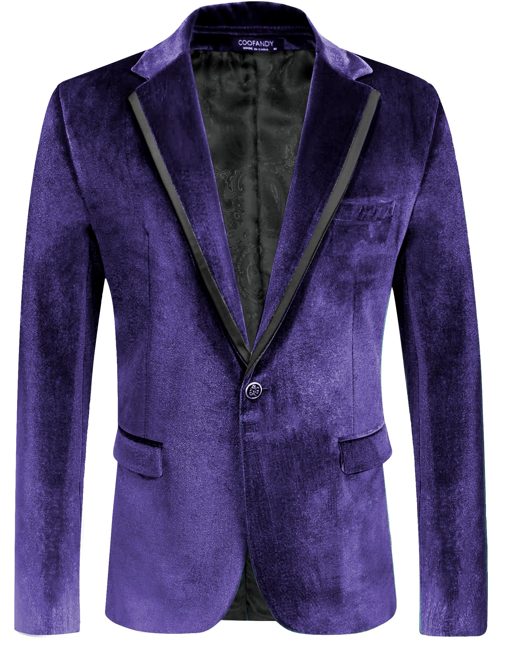 COOFANDY Men's Velvet Blazer One Button Tuxedo Jacket Wedding Blazer Jacket