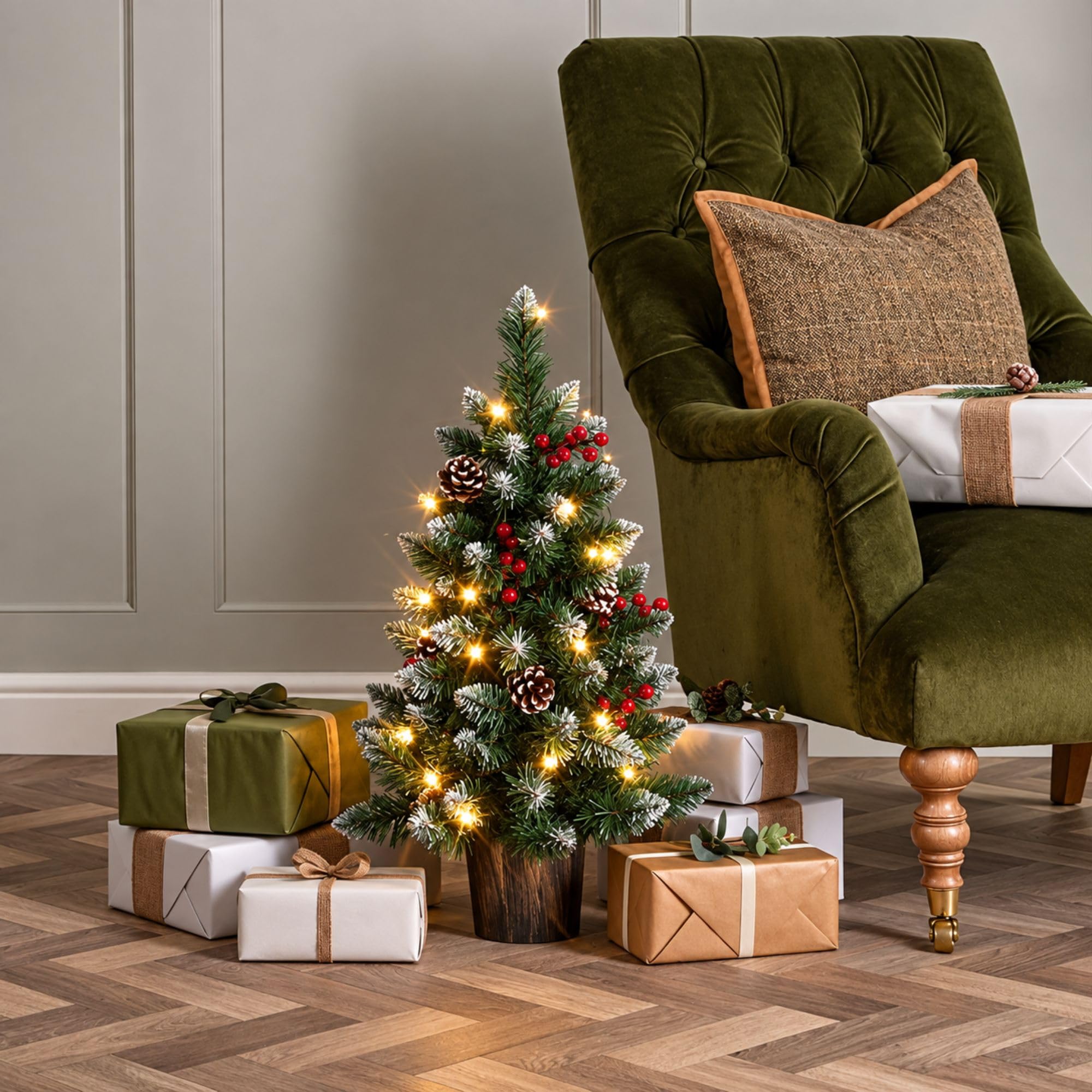 Marco Paul Artificial 60cm Pre Lit Potted Christmas Tree Warm White LED — image 1